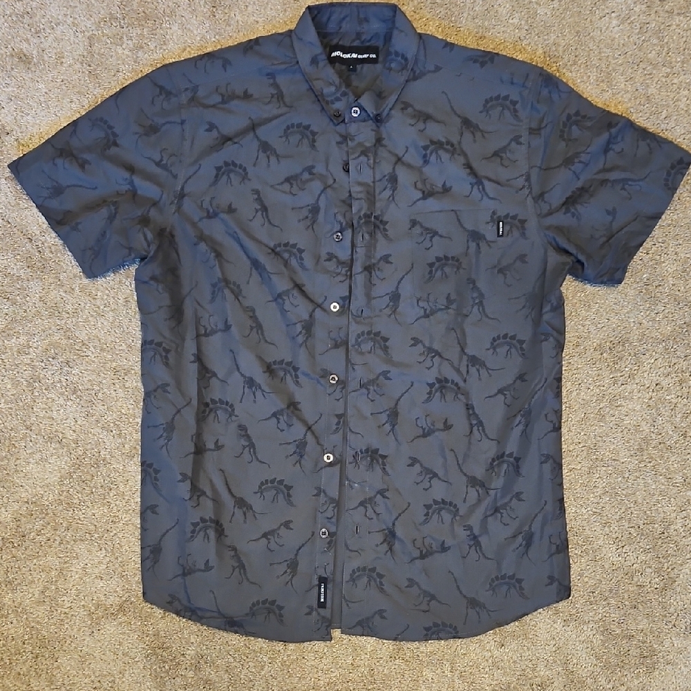 Men's Charcoal Dinosaur Print Shirt